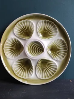 Assiette à huîtres vintage française du Moulin des Loups