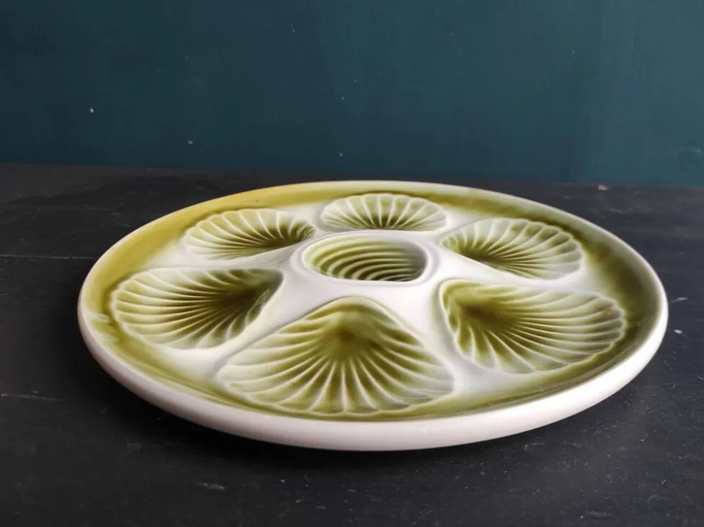 Assiette à huîtres vintage française du Moulin des Loups