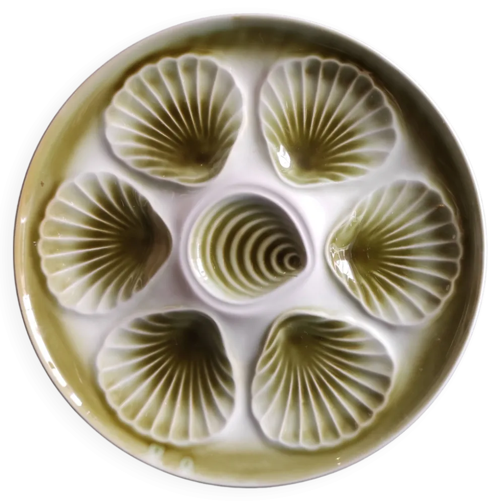 Assiette à huîtres vintage française du Moulin des Loups