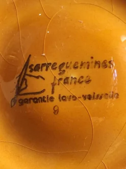 Assiette à huîtres vintage française en majolique de Sarreguemines