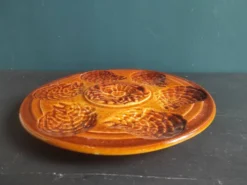 Assiette à huîtres vintage française en majolique de Sarreguemines
