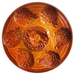 Assiette à huîtres vintage française en majolique de Sarreguemines