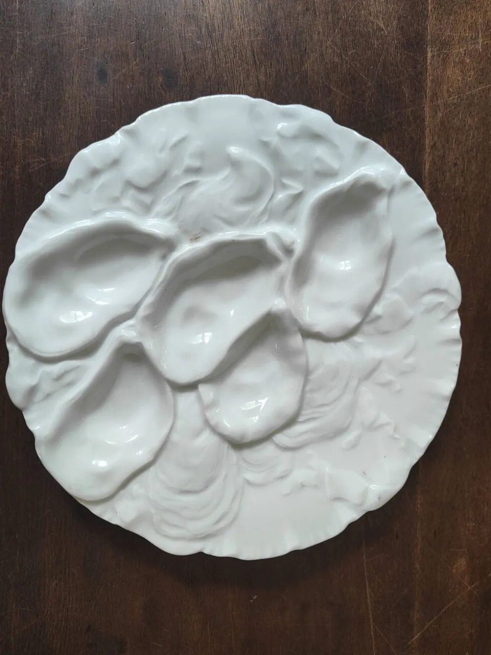 Assiette à huîtres XIXe porcelaine Haviland & Co Limoges France