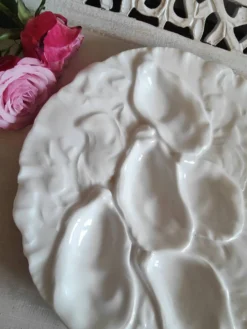 Assiette à huîtres XIXe porcelaine Haviland & Co Limoges France