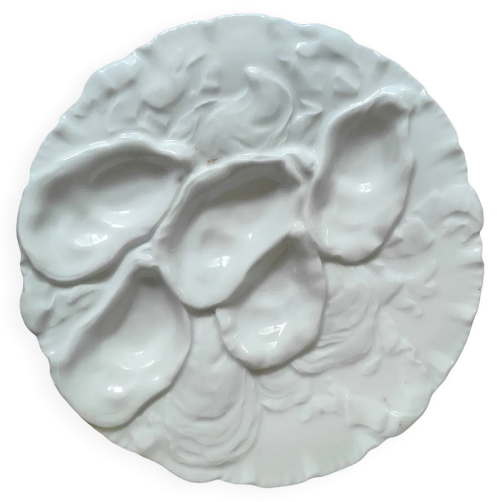 Assiette à huîtres XIXe porcelaine Haviland & Co Limoges France