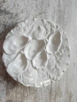 Assiette à huîtres XIXe porcelaine Haviland & Co Limoges France