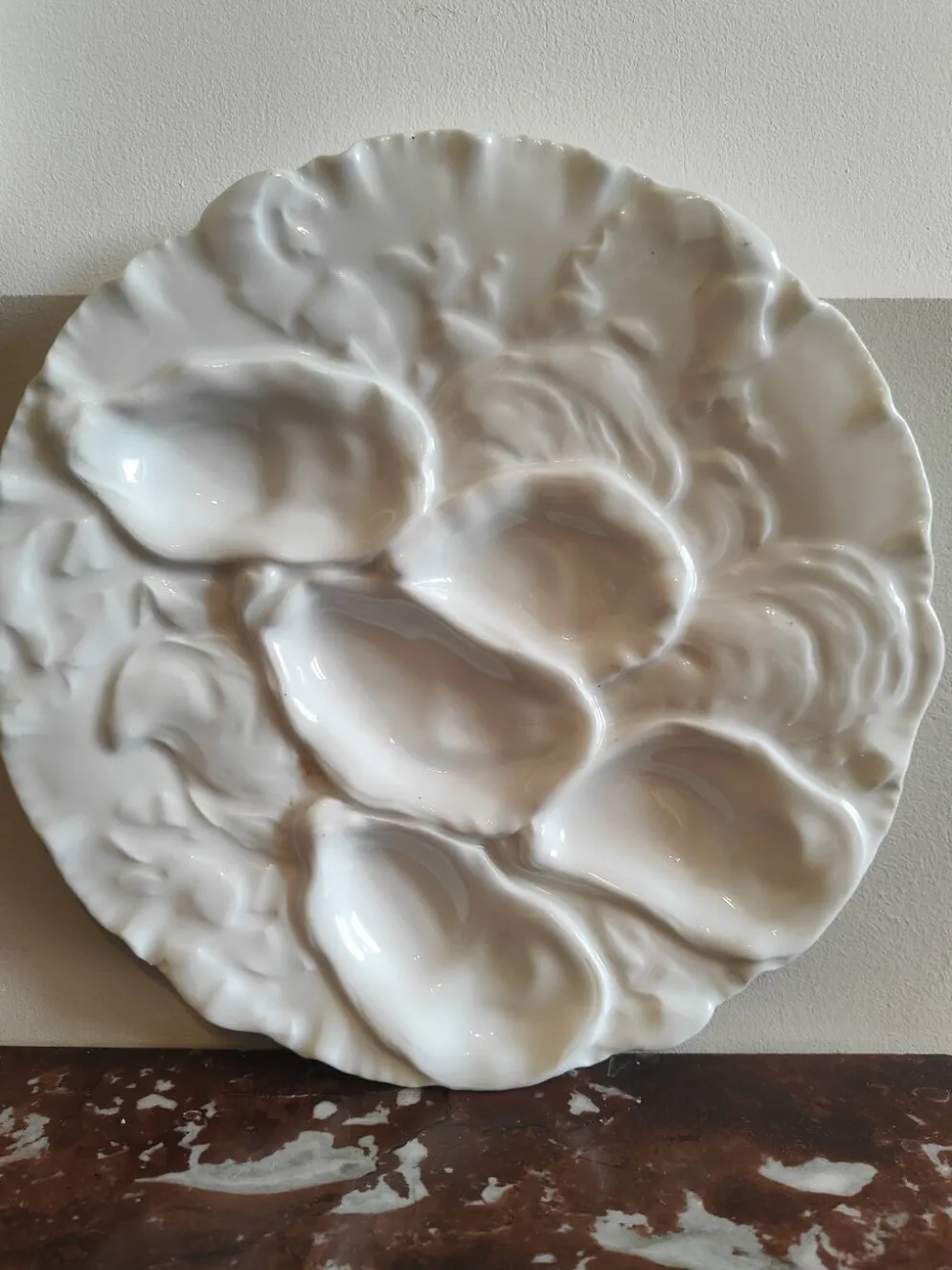 Assiette à huîtres XIXe porcelaine Haviland & Co Limoges France