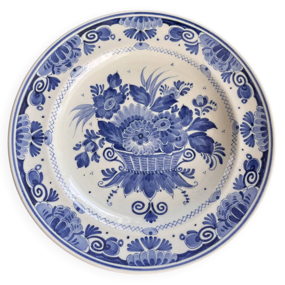 Assiette murale en Delft bleu peinte à la main authentique par Zenith Gouda (1983)