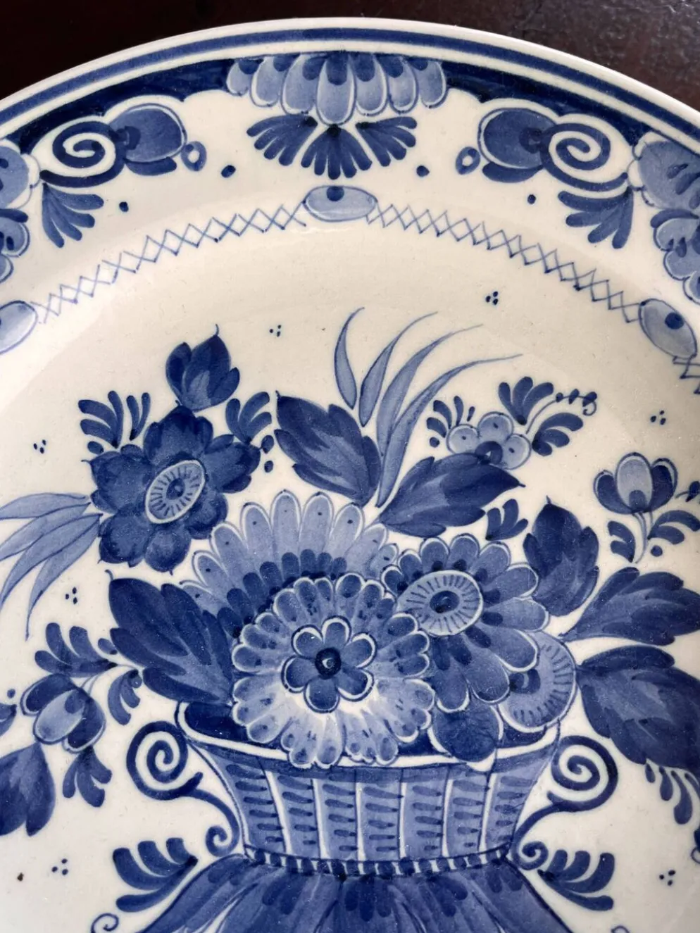 Assiette murale en Delft bleu peinte à la main authentique par Zenith Gouda (1983)