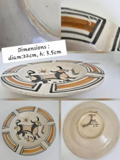Assiette murale en faïence de Talavera, taureau ibérique, Espagne années 60