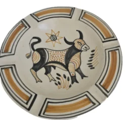 Assiette murale en faïence de Talavera, taureau ibérique, Espagne années 60