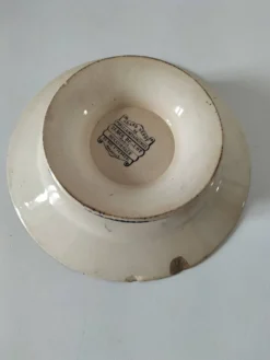 assiette piédouche E. Bourgeois Grand Dépôt décor bleu végétal