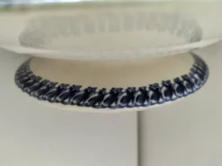 assiette piédouche E. Bourgeois Grand Dépôt décor bleu végétal