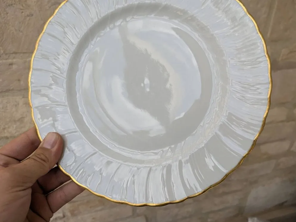 Assiette plate 24.5cm en porcelaine de Limoges Bernardaud modèle Verlaine