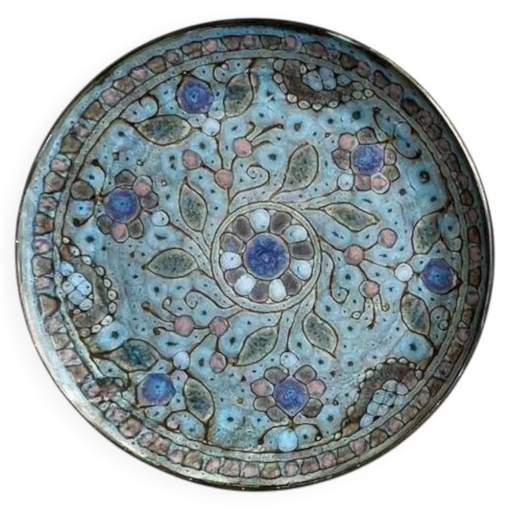 Assiette plate en céramique émaillée, Danuta Le Hénaf