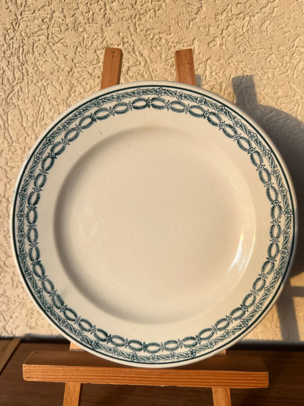 Assiette plate St Amand 4014 décor bleu vert