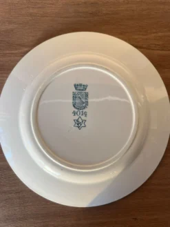 Assiette plate St Amand 4014 décor bleu vert