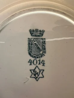 Assiette plate St Amand 4014 décor bleu vert