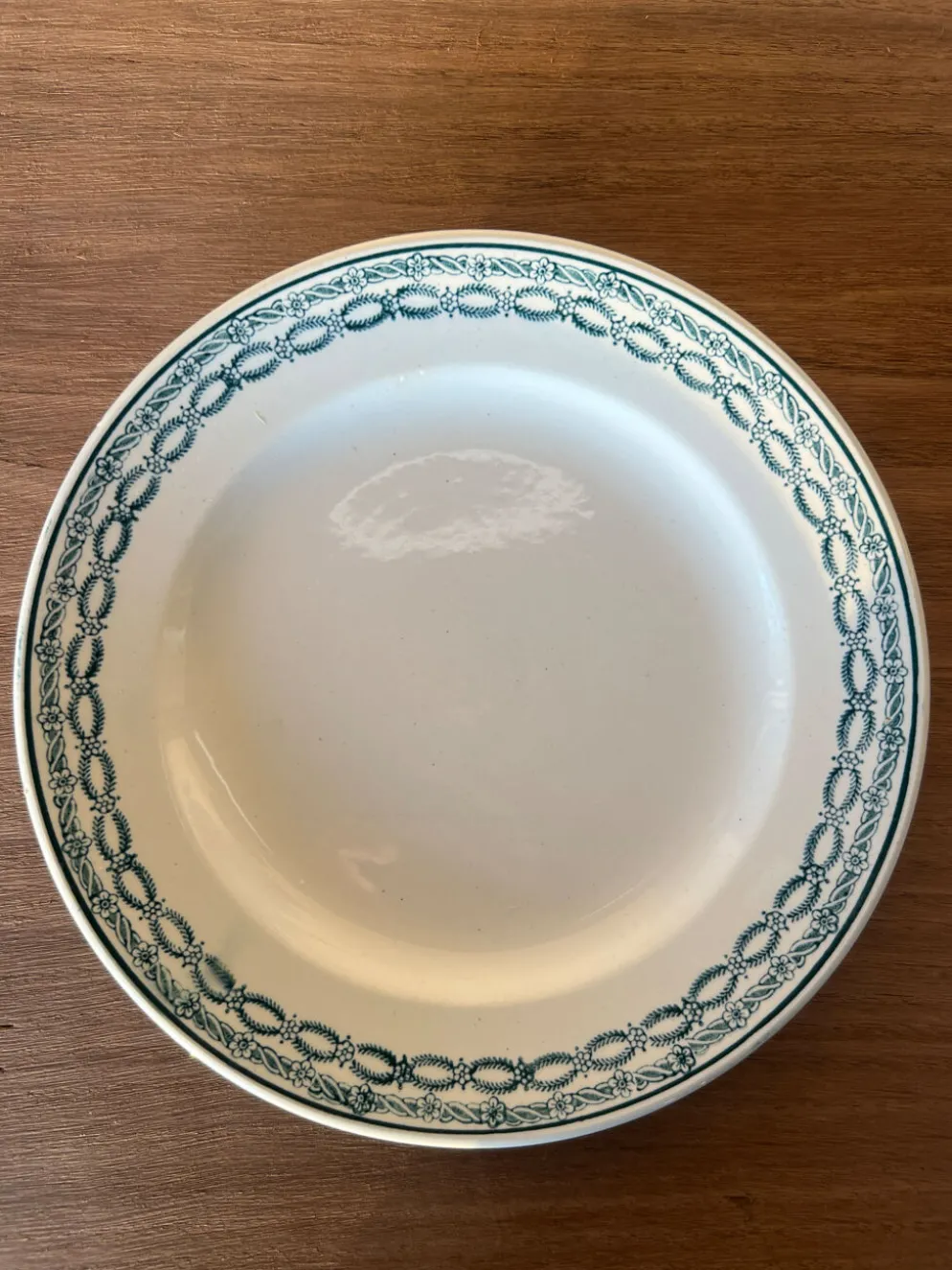 Assiette plate St Amand 4014 décor bleu vert