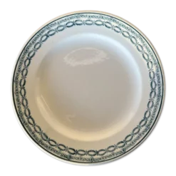 Assiette plate St Amand 4014 décor bleu vert