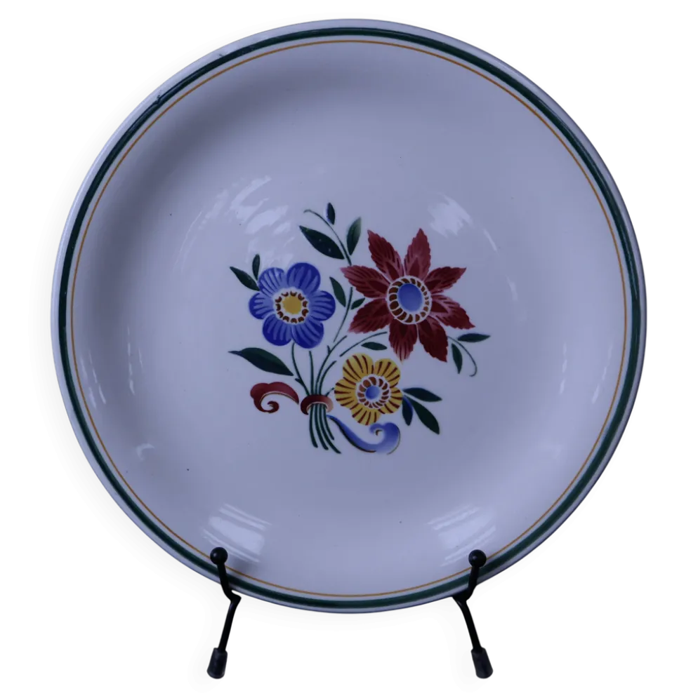 Assiette plate sur pied Sarreguemines "Dole"