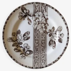 Assiette plate terre de fer Aubépine & dentelle Grand dépôt Émile Bourgeois
