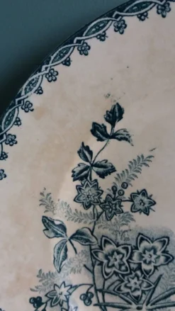 Assiette plate terre de fer Saint Amand décor Margot Sté amandinoise 1920