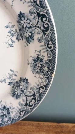 Assiette plate terre de fer Saint-Amand et Hamage décor Printanier