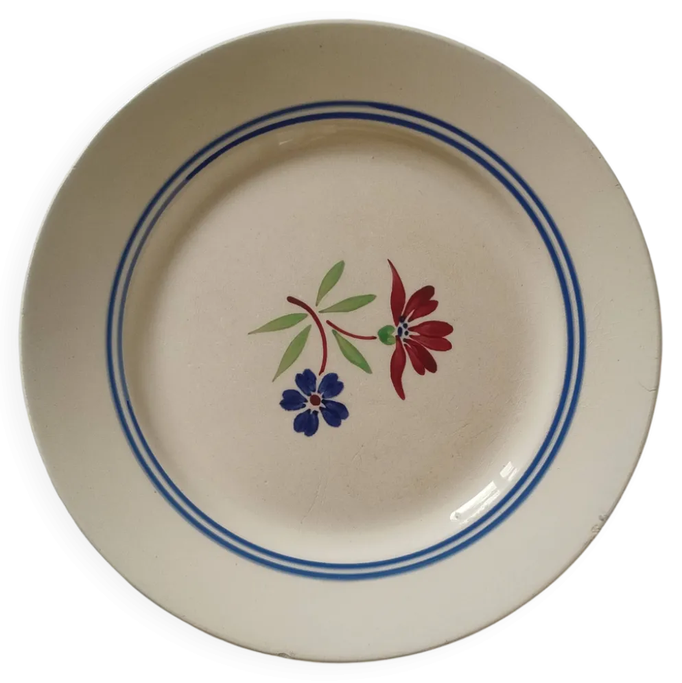Assiette plate vintage faïence Lunéville K&G modèle Mai