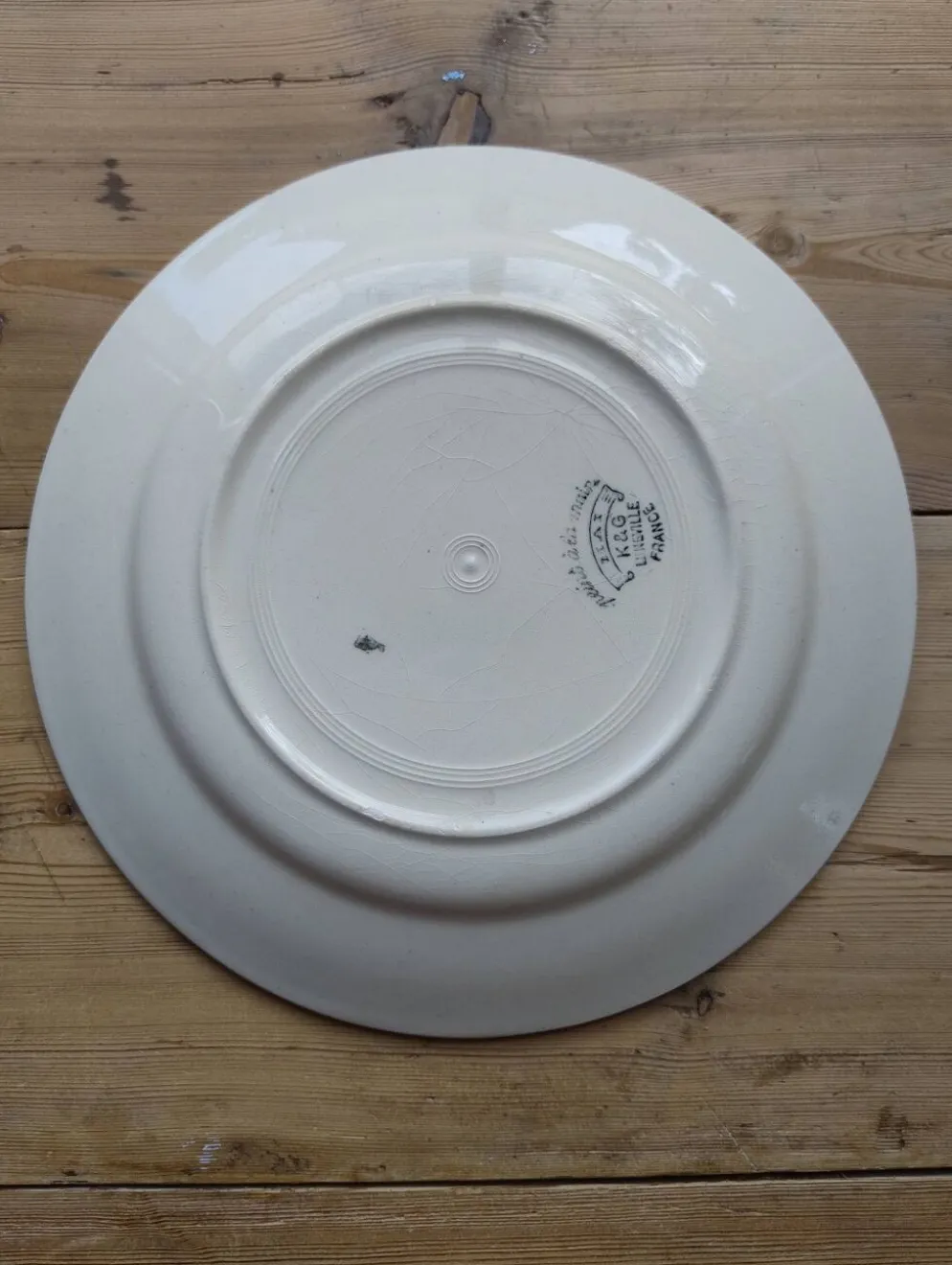 Assiette plate vintage faïence Lunéville K&G modèle Mai