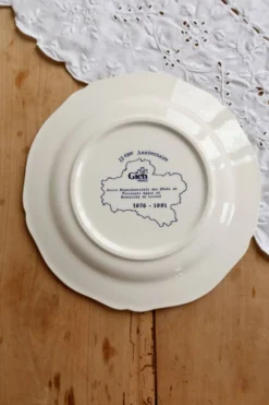 Assiette plate vintage faïence de Gien – Décor bleu romantique