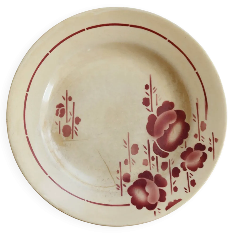Assiette plate vintage terre de fer Saint-Amand modèle 211