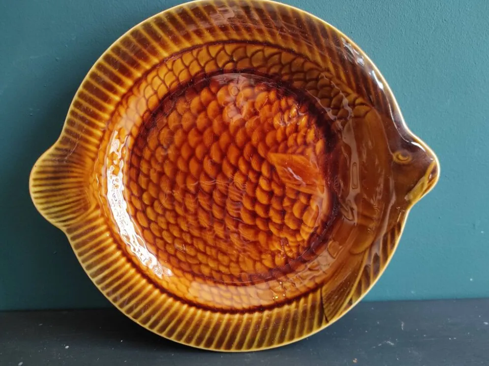 Assiette à poisson vintage Sarreguemines, France
