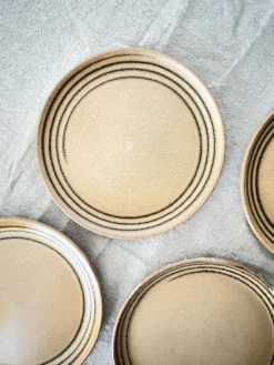 4 assiettes a dessert céramique atelier d'art sarreguemines, france 1970