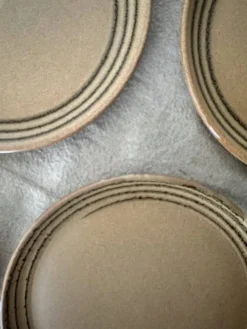 4 assiettes a dessert céramique atelier d'art sarreguemines, france 1970