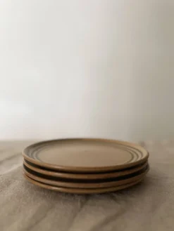 4 assiettes a dessert céramique atelier d'art sarreguemines, france 1970