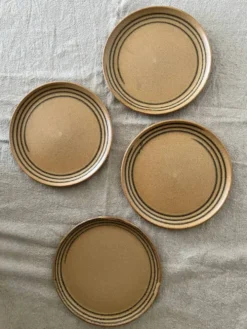 4 assiettes a dessert céramique atelier d'art sarreguemines, france 1970