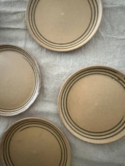 4 assiettes a dessert céramique atelier d'art sarreguemines, france 1970