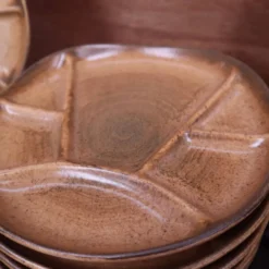 7 Assiettes a fondue en grès Chantilly