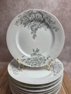10 assiettes anciennes en porcelaine – Aux Lions de Faïence Paris – Xixe