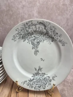 10 assiettes anciennes en porcelaine – Aux Lions de Faïence Paris – Xixe