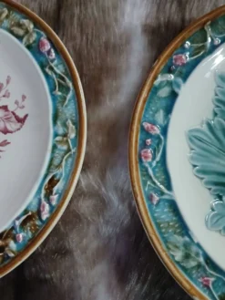 5 assiettes anciennes majolique Longchamp