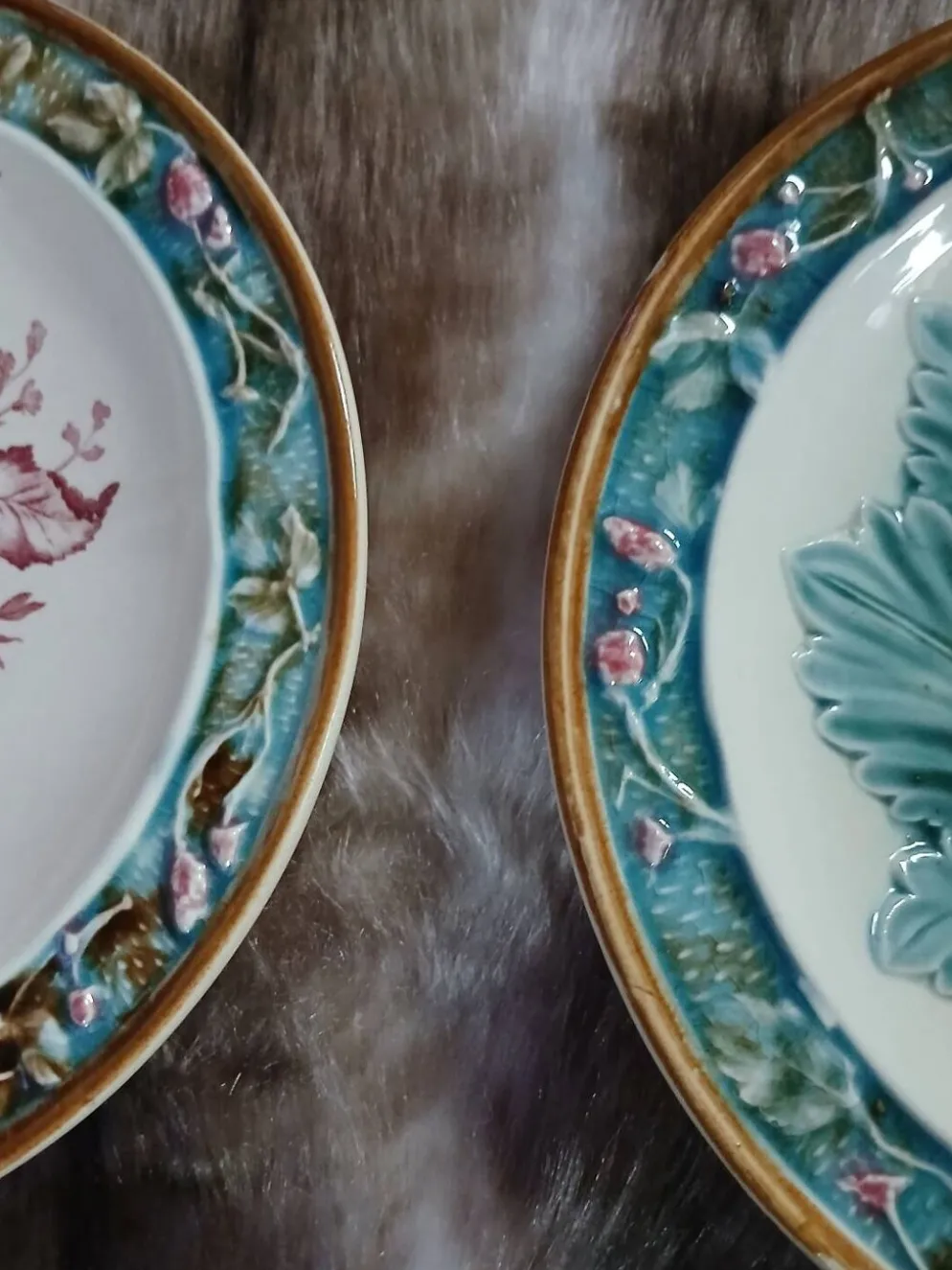 5 assiettes anciennes majolique Longchamp