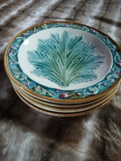 5 assiettes anciennes majolique Longchamp