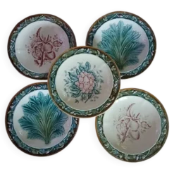 5 assiettes anciennes majolique Longchamp