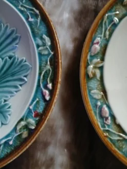 5 assiettes anciennes majolique Longchamp