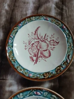 5 assiettes anciennes majolique Longchamp