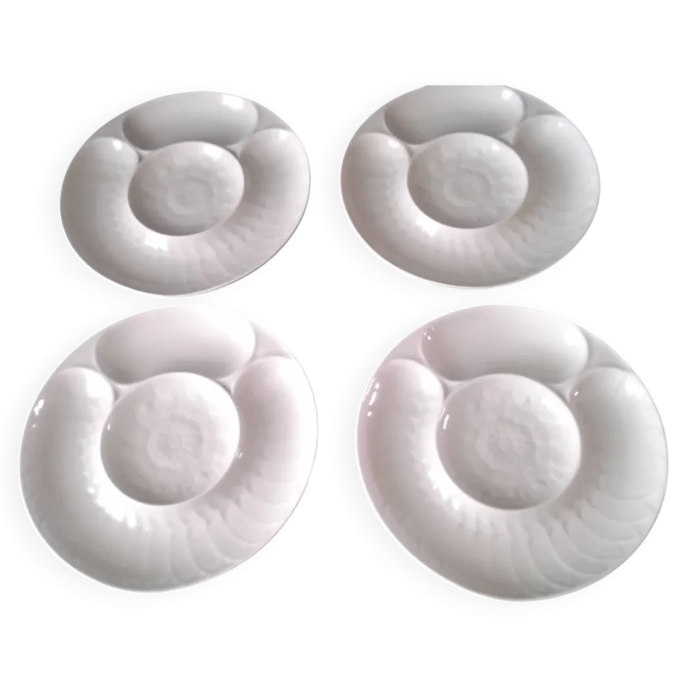 4 Assiettes à artichauts en porcelaine blanche Pillivuyt