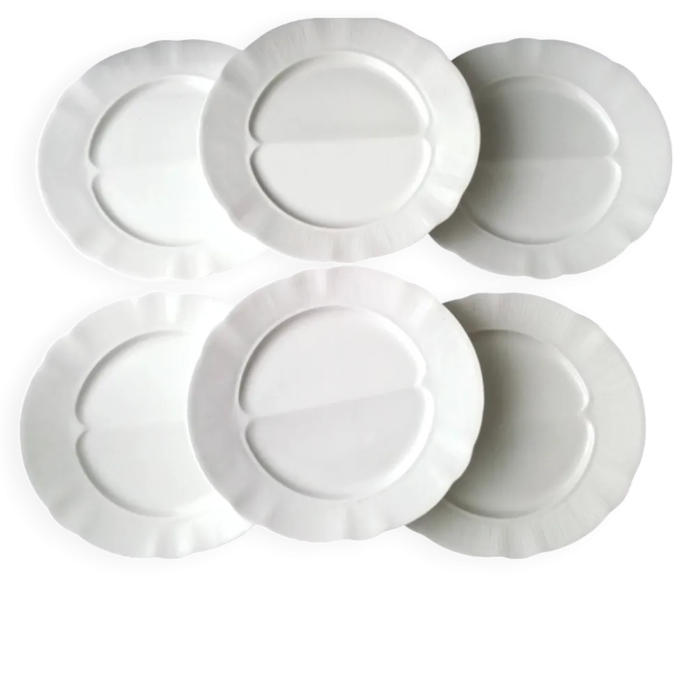 6 Assiettes à asperges en porcelaine Pillivuyt