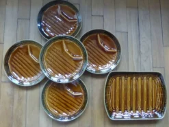 5 assiettes à asperges, 1 plat Sarreguemines L1 / 200106